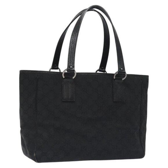 GUCCI GG Canvas Tote Bag Black Silver 113017 Auth 128212 - Picture 1 of 14